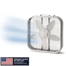 20" Classic Box Fan with Weather-Resistant Motor, Portable Cooling Floor, White