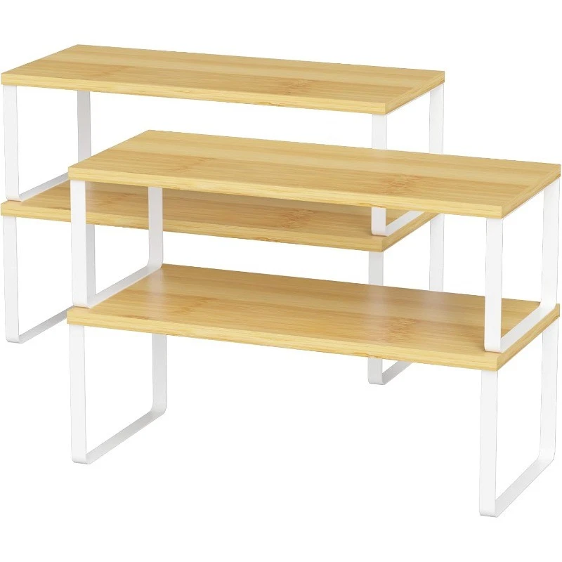 4PCS Wood Kitchen Pantry Organizer, Storage Shelves for Countertop, Spice Rack