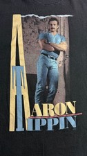Vintage 90s Aaron Tippin Graphic T-Shirt Black Hanes Ultraweight L USA Made