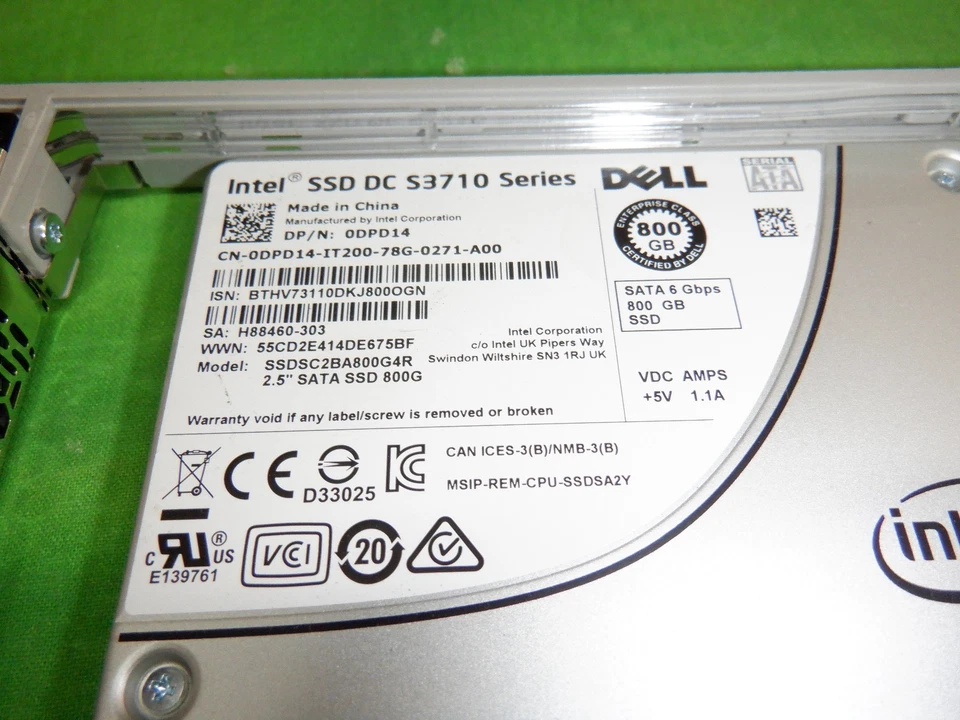 Dell DPD14 DC S3710 800GB 2.5″ SATA 6 Gbps SSD Series 0DPD14 with caddy G9 G10 - Image 3 of 4