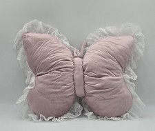 NEW Lace Trimmed Blush Pink Butterfly Shaped Accent Pillow 19"H x 13" L x 4" W