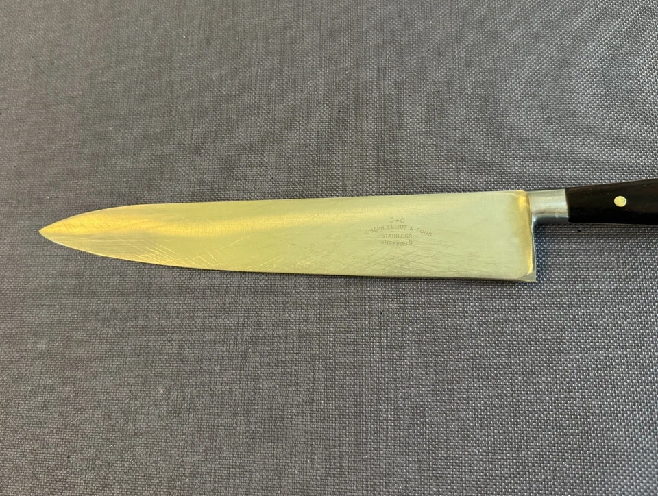 Винтажный поварской нож Joseph Elliot & Sons Sheffield с 8,25-дюймовым лезвием из нержавеющей стали Англия - Изображение 4 из 4