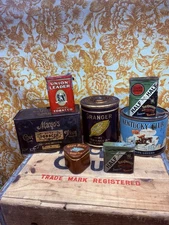 Vtg Tobacco Tin Lot Union Leader Lucky Strike Blue Boar Mayo Granger All Empty