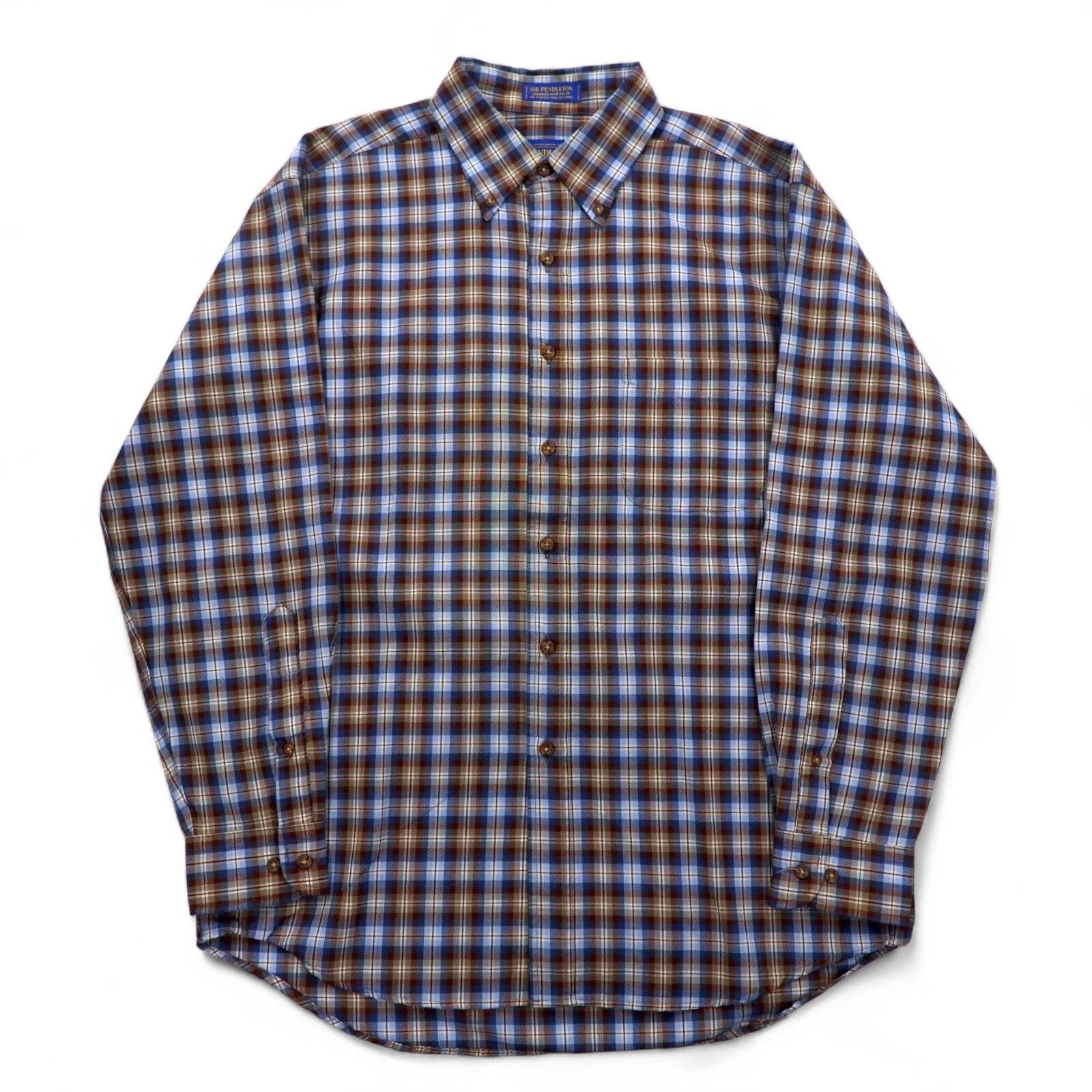 PENDLETON Wool Checked button-down Shirts L Blue … - image 1