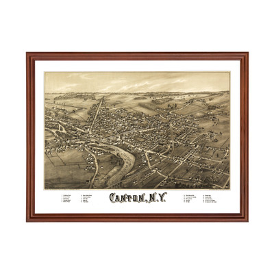 Old Map of Canton, NY 1885 - Vintage Canton New York Art