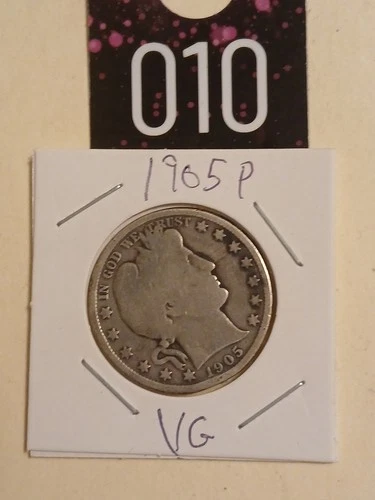 1905p VG Silver Barber Half Nice Coin