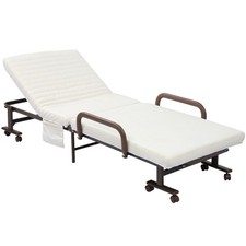 Folding Single Bed with 8cm Mattress & Wheels Guest Foldaway Bed