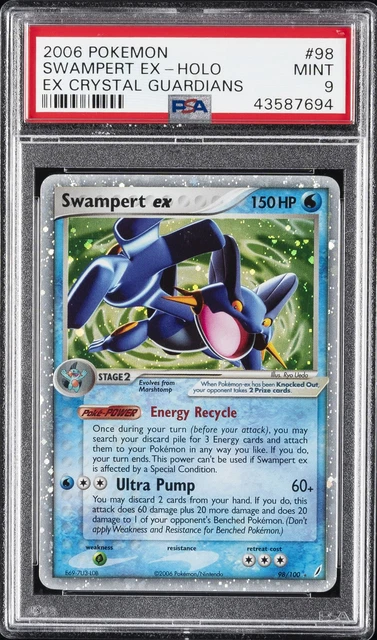 2006 POKEMON EX CRYSTAL GUARDIANS #98 SWAMPERT EX-HOLO PSA 9
