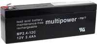 Powery Bleiakku (Multipower) MPC2,4-12 Ersetzt MP2,4-12C Zyklenfest 12V 2,4Ah/29