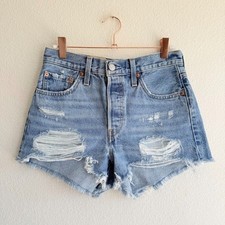 Levi's 501 Original Distressed High Rise Denim Shorts in Quiet Riot size 25 NWT