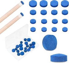 20 Pieces Billiard Pool Cue Tips, 13/12/10/9mm, Stick Replacement blue