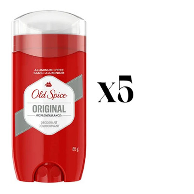 5x Old Spice High Endurance Deodorant for Men Aluminum Free, Original Scent