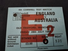 VINTAGE MATCH TICKET ENGLAND V AUSTRALIA 4th TEST @ OLD TRAFFORD 28TH JULY 1989