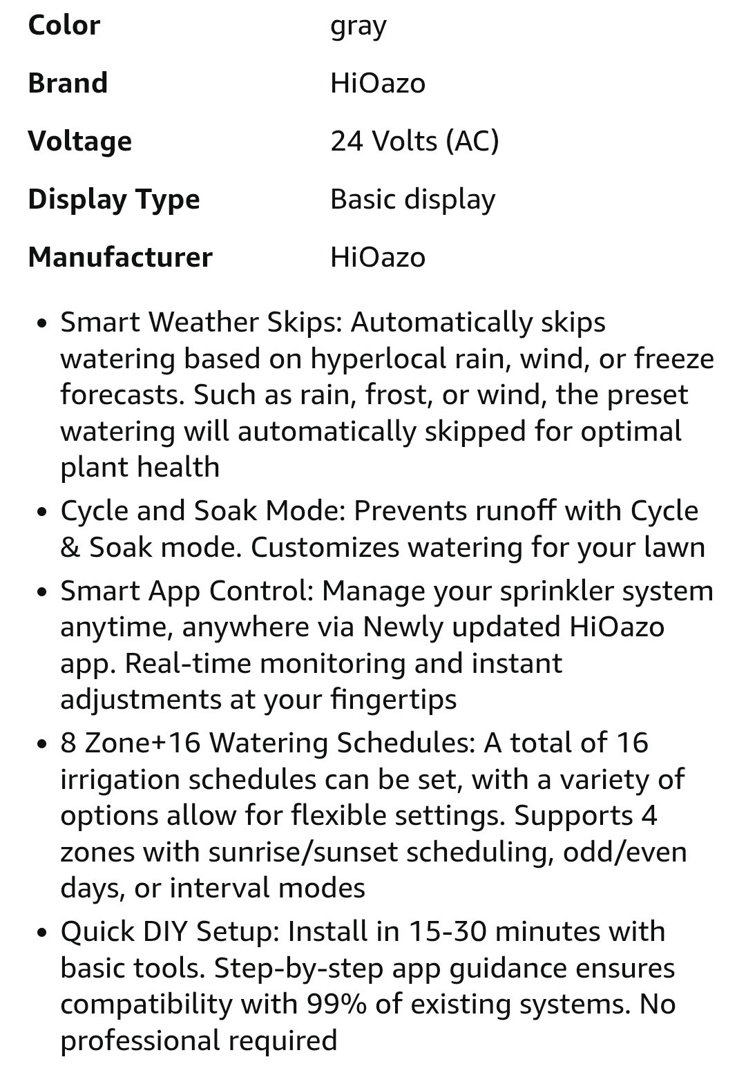 HiOazo Smart Sprinkler Controller WiFi, Irrigation Controller HSC-800W APP