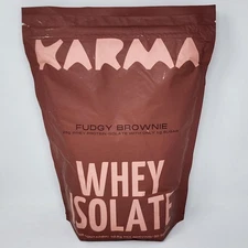Karma Nutrition Whey Protein Isolate Powder, Fudgy Brownie 2 LB Bag Exp 02/2026