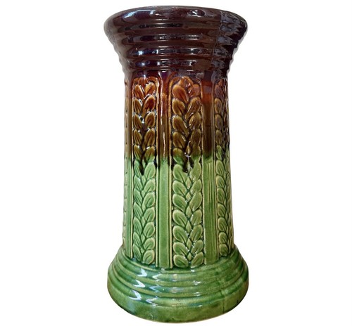 Antique Roseville Robinson Ransbottom #131 Pedestal Stand Majolica Pottery 14.5”