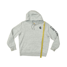 Carhartt Hoodie Youth Large 12/14 Gray Heathered Relaxed Logo Sleeve Pullover