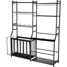 Golf Storage Garage Organizer 2 Golf Bag Stand Holder Club Rack Ball Cart