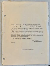 RARE VINTAGE 1883 MILITARY GENERAL ORDERS 37 GENERAL SHERMAN G