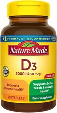 Nature Made Vitamin D3 2000 IU Supplement Tablets Value Size 220 Count Pack of 6