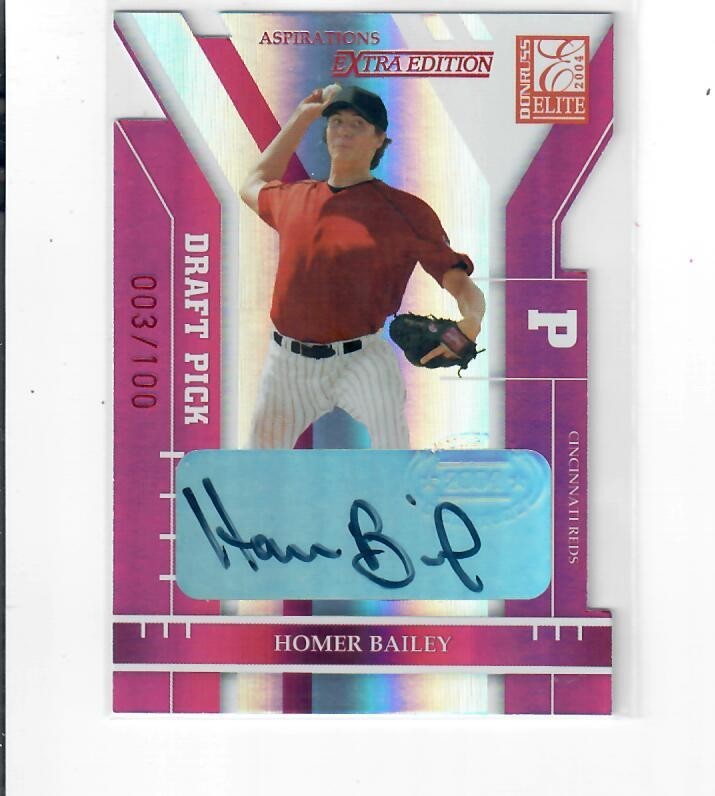 Homer Bailey Auto 3/100 Die Cut 2004 Donruss Elite Draft Pick  Reds
