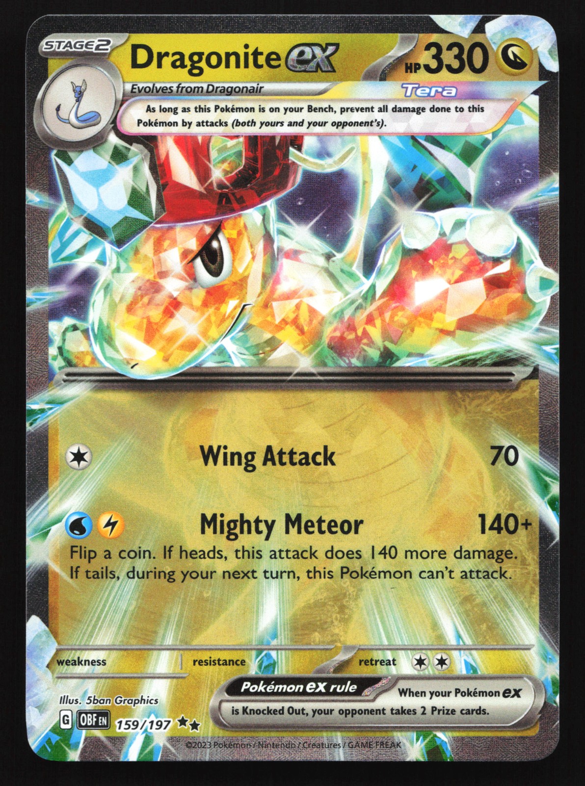 Dragonite ex 159/197 SV03: Obsidian Flames Double Rare Pokemon Card