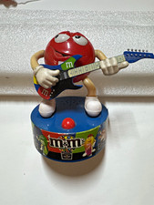 M&M's Red Character Guitar Figurine Advertising Figure Toy on Blue Base