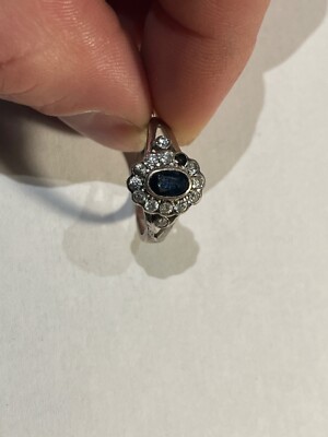 Bague Ancienne En Argent - Taille 58 - Pierre Bleue Manquante - Bijou Vintage Authentique