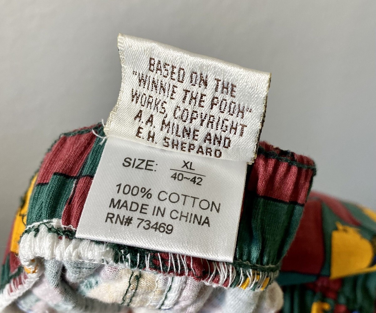 アンティーク Classic Pooh Bear Plaid Boxer Shorts Honey Pot Red Green XL Cotton