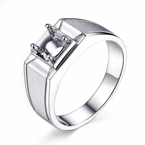 Anello da uomo in argento sterling 925 semi montatura incastonato 7 mm pietra tonda - Foto 1 di 3