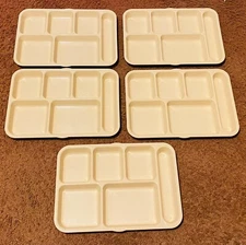 5 Vintage Jones Zylon Beige Melmac 10" x 14" Cafeteria Lunch Serving Trays ST-28