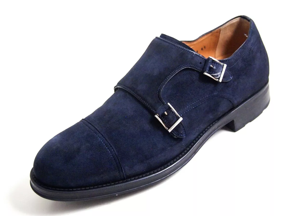 Suede Monks: Magnanni Double Monk-strap Suede Loafer