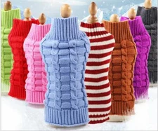 Warm Knit Dog Sweater Winter Pet Clothes for Small Medium Dogs Cats Multi Color