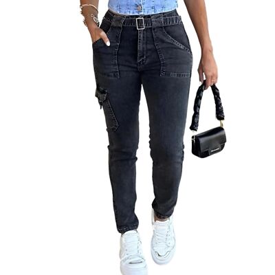 Damen Jeans Hose Cargohose Stretch High Waist Push Up Skinny Hüftjeans