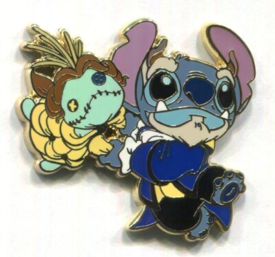 Disney Pins Stitch & Scrump as Belle & Adam Beauty & The Beast DS Japan Pin