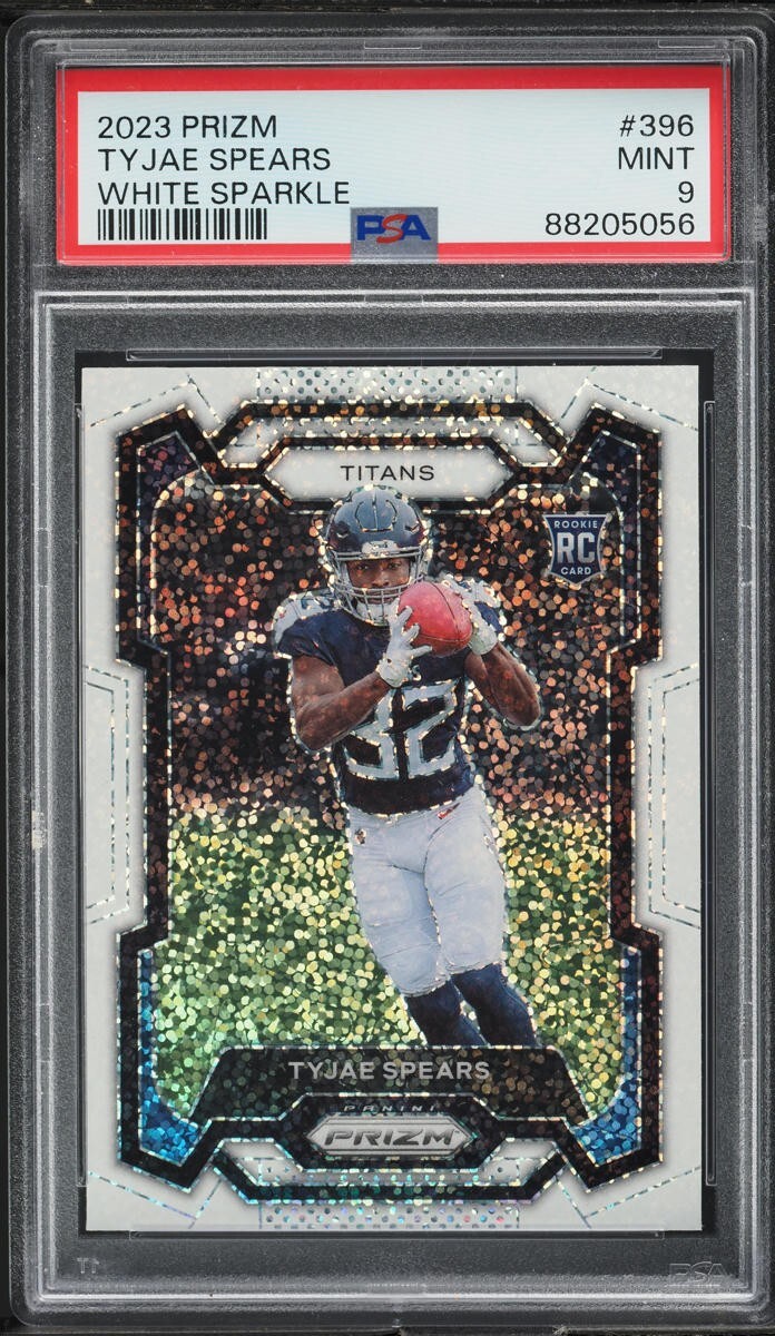 2023 Panini Prizm Tyjae Spears Rookie White Sparkle Prizm #396 PSA 9