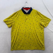 Redvanly Polo Shirt Mens 2XL Yellow Butterfly Geoemtric Golf Performance Sports
