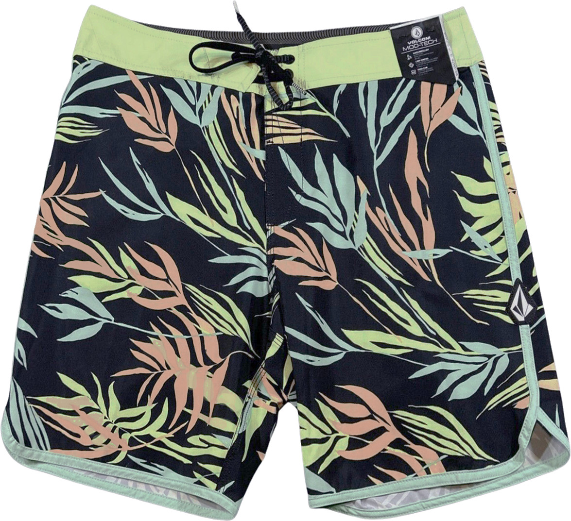 Volcom Bleeding Leaf Mod Board Shorts - NWT Mens 38 Black Multi - 46837-E3 5890₽