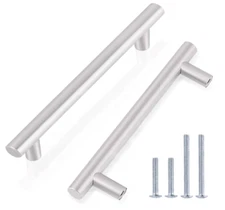 6PK Probrico Brushed Nickel T Bar Handles Cabinet Cupboard Drawer Pull 160mm C/C