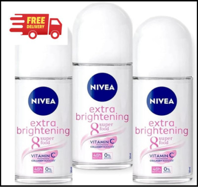 Nivea Extra Whitening Antiperspirant Deodorant Roll On Pack of 3 50ml