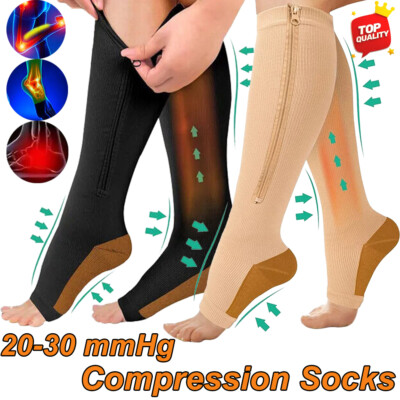 Open Toe Flight Travel Compression Socks Unisex Support Anti Fatigue US