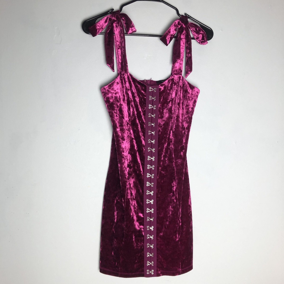 open lace back dress Pearl Chain Velvet Dress purple velvet dress