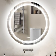 Wisfor Anti-fog Bathroom w/ Double Lights Dimming Lighted Vanity HD Glass Mirror