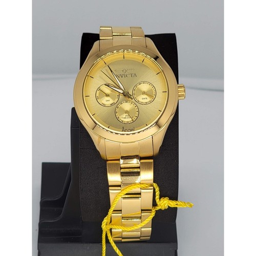 Invicta Angel Multi-function Gold Dial Gold-plated Ladies Watch - Picture 2 of 9