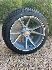 Golf Cart 205/30-14 DOT Tire mounted on Apollo Wheel Machined/Matte Gray Set 4