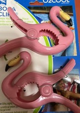 FLAMINGO Boca Clips Beach Towel Holders Set of 2 Large Bag Or Towel Clips NEW