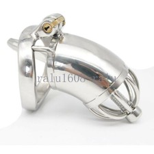 New Stainless Steel Male Chastity Lock Device Cage with Rubber Urethral Tube New