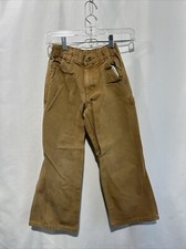 Carhartt Pants Boys 8 Khaki Beige Tan Duck Canvas Carpenter Kids Youth Outdoors