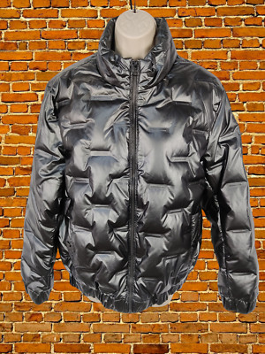WOMENS LEE COOPER SIZE UK MEDIUM GREY METALLIC HIGH NECK BOMBER JACKET COAT ZIP