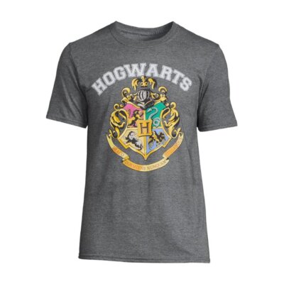 Harry Potter Men's Hogwarts School's Crest Graphic T- Shirt Grey Size XL(46/48)